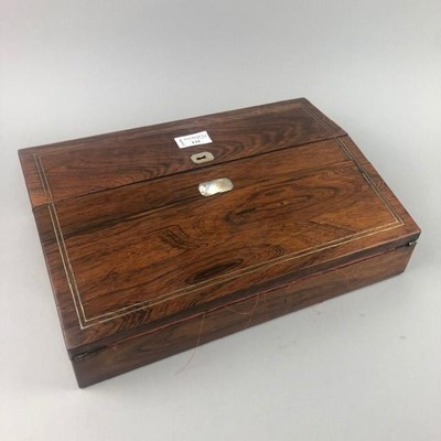 Lot 131 - A VICTORIAN ROSEWOOD WRITING  SLOPE