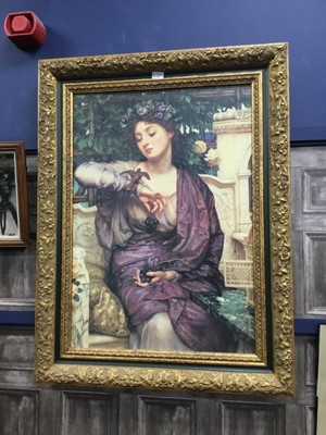 Lot 242 - A LARGE FRAMED PRINT OF A YOUNG LADY AFTER POYNTER