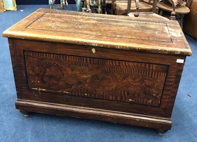 Lot 145 - A 20TH CENTURY STAINED WOOD BLANKET CHEST