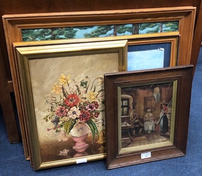 Lot 250 - A LOT OF THREE DECORATIVE OIL PAINTINGS AND AN OIL OF VENICE