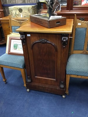 Lot 397 - A 19TH CENTURY MAHOGANY SINGLE DOOR CUPBOARD