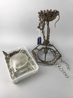 Lot 210 - A BRASS CEILING LIGHT AND BRACKET