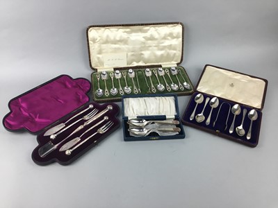 Lot 372 - A LOT OF SILVER PLATED CUTLERY SETS IN FITTED CASES