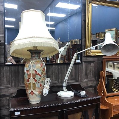 Lot 387 - A JAPANESE STONEWARE VASE LAMP AND AN ANGLEPOISE LAMP