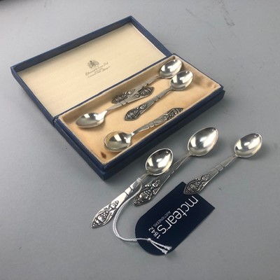 Lot 3 - A SET OF SEVEN SILVER COFFEE SPOONS BY GEORG JENSEN