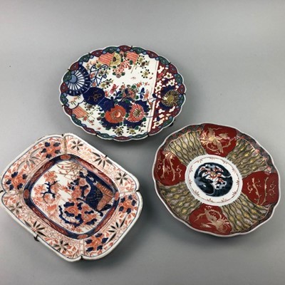 Lot 134 - A JAPANESE IMARI CIRCULAR PLAQUE ALONG WITH TWO OTHERS