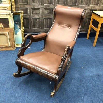 Lot 219 - A VICTORIAN MAHOGANY ROCKING CHAIR