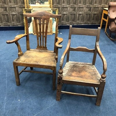 Lot 220 - A GEORGE III CARVER CHAIR AND  ANOTHER