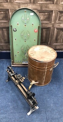 Lot 227 - A COPPER TEA URN AND A BAGATELLE BOARD