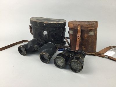 Lot 228 - A PAIR OF WWII BINOCULARS AND OTHERS