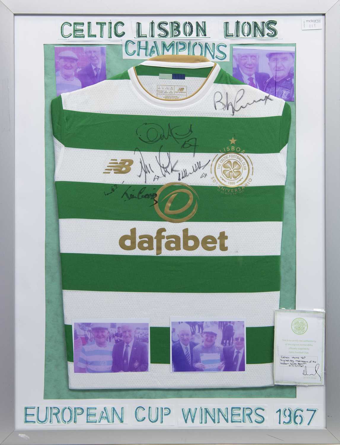 Lot 1129 - A CELTIC F.C. JERSEY SIGNED BY A NUMBER OF THE LISBON LIONS