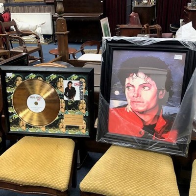 Lot 231 - A MICHAEL JACKSON GOLD DISK AND A PRINT