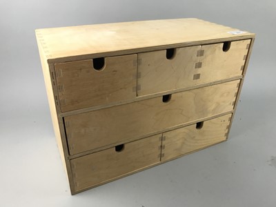 Lot 232 - A MODERN STORAGE CHEST AND A CD HOLDER WITH CDS