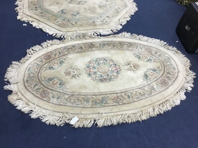 Lot 253 - A LOT OF TWO CHINESE RUGS AND A MAT