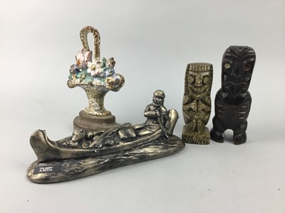 Lot 297 - A SMALL CAST METAL DOOR STOP AND OTHER METALWARE