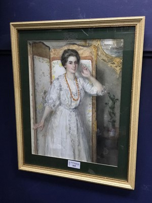 Lot 315 - LADY IN WHITE, A 20TH CENTURY WATERCOLOUR