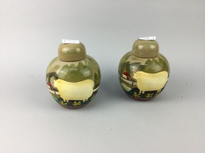 Lot 412 - A PAIR OF GINGER JARS AND COVERS WITH OTHER CERAMICS