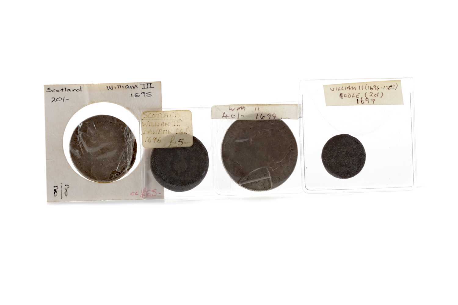 Lot 27 - A WILLIAM II OF ORANGE (1650-1702) FORTY SHILLING COIN AND A GROUP OF OTHERS