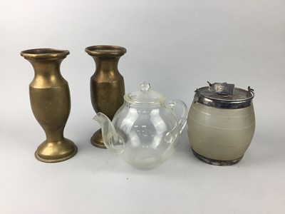 Lot 425 - A PAIR OF WWI ARTILLERY SHELLS CONVERTED TO VASES AND OTHER OBJECTS