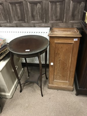 Lot 565 - A VICTORIAN PINE BEDSIDE LOCKER AND AN OCCASIONAL TABLE