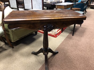 Lot 535 - A VICTORIAN WALNUT TURNOVER CARD TABLE