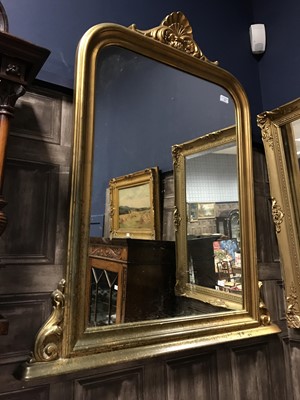 Lot 544 - A VICTORIAN STYLE GILT OVERMANTEL MIRROR