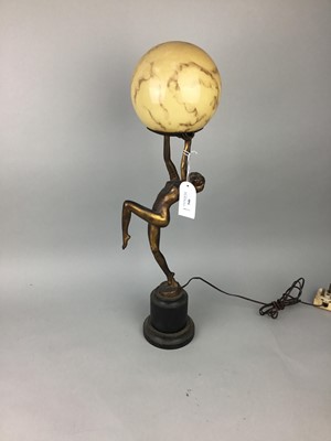 Lot 546 - AN ART DECO GILT METAL LAMP