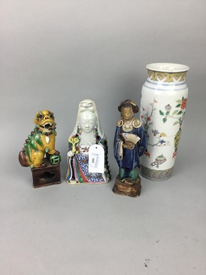 Lot 559 - A CHINESE POLYCHROME BHUDDA AND VARIOUS OTHER CERAMICS