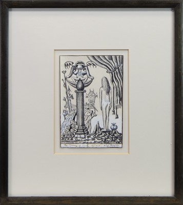 Lot 43 - THE TYRANNY OF BEAUTY, AN INK ON PAPER BY ALLY THOMPSON