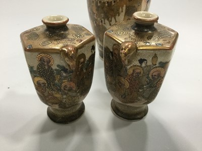 Lot 709 - A LOT OF TWO PAIRS OF JAPANESE SATSUMA VASES