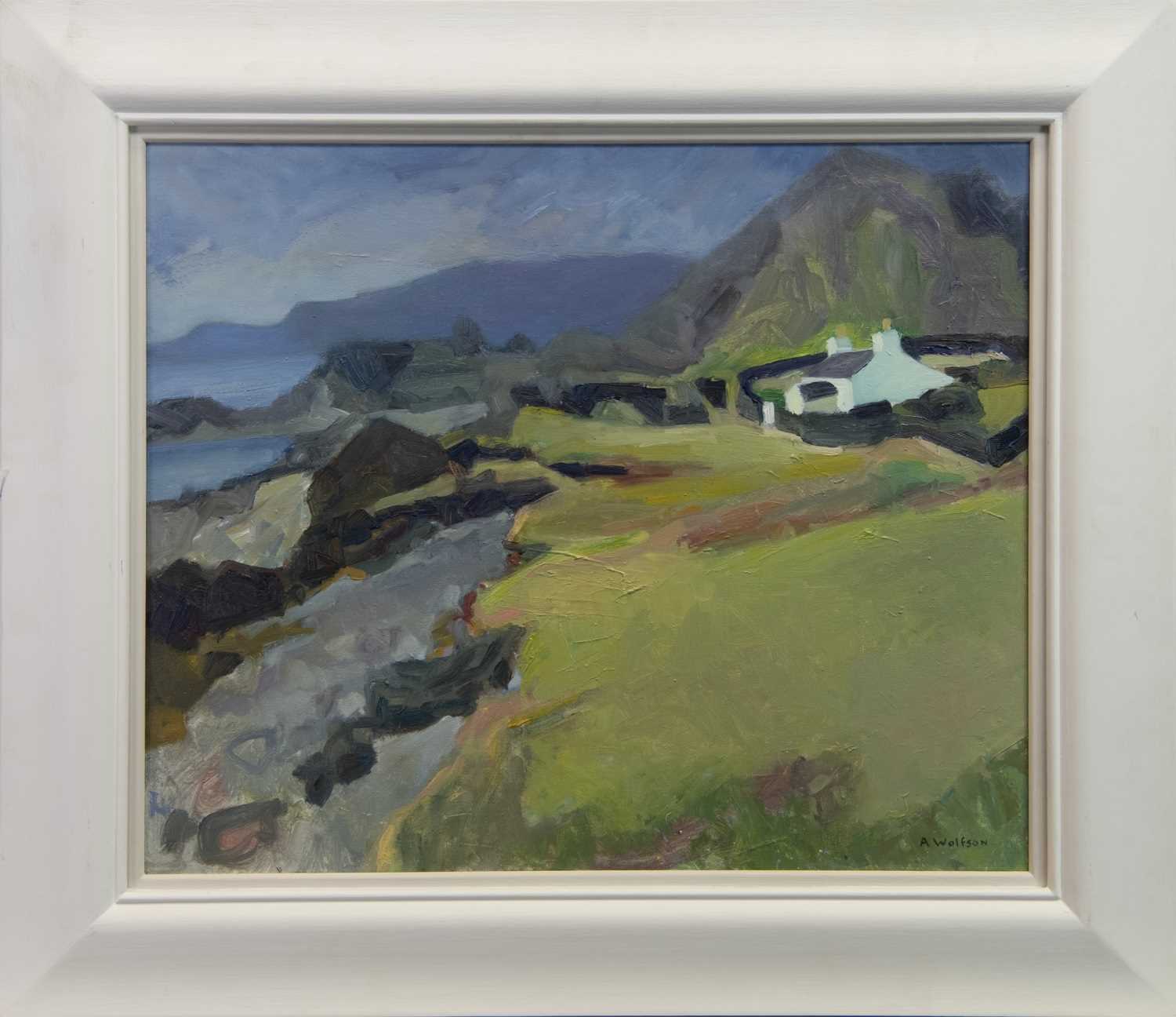 Lot 33 - EASDALE, TOWARDS MULL, AN OIL BY ALMA WOLFSON