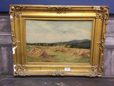 Lot 550 - A 20TH CENTURY BRITISH SCHOOL,, HARVEST SCENE