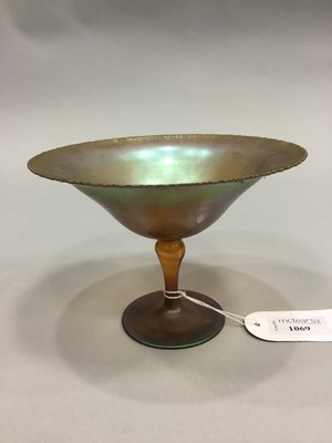 Lot 1069 - AN WMF ART NOUVEAU IRIDESCENT IKORA GLASS COMPORT
