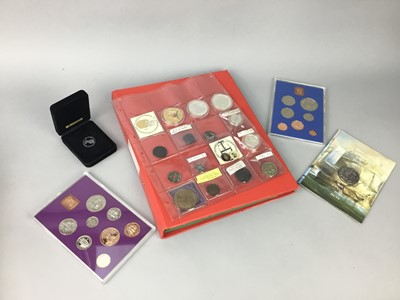 Lot 614 - A COLLECTION OF BRITISH AND OTHER COINS AND A COIN COLLECTORS FOLDER