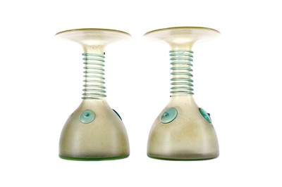 Lot 1075 - A PAIR OF EARLY 20TH CENTURY GLASS VASES