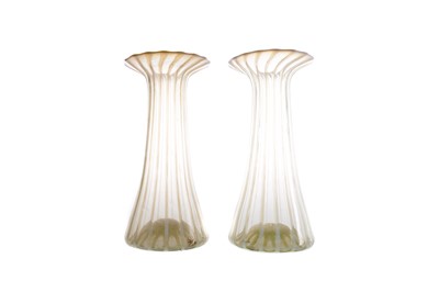 Lot 1077 - A PAIR OF EARLY 20TH CENTURY OPALESCENT GLASS VASES