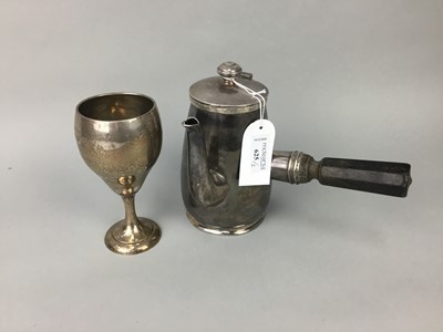 Lot 625 - A SILVER STEMMED GOBLET AND A PLATED POT