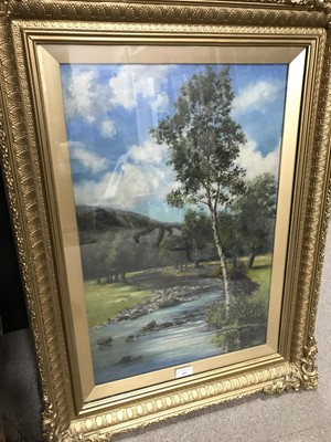 Lot 637 - HIGHLAND STREAM, AN OIL BY T MARSHALL FURNESS