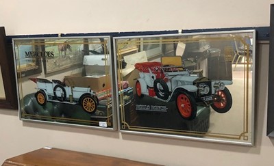 Lot 640 - A PAIR OF MIRRORED AUTOMOBILE PICTURES