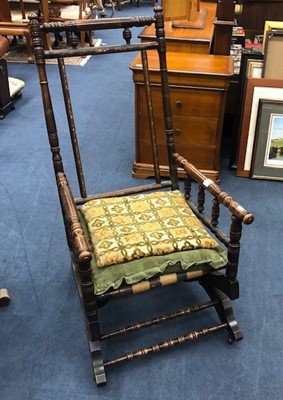 Lot 120A - A 19TH CENTURY AMERICAN SPRING ROCKING CHAIR