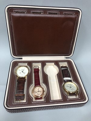 Lot 666 - A KRUG BAUMAN PRINCIPLE DIAMOND WRISTWATCH ALONG WITH TWO AVIAS AND A CASE