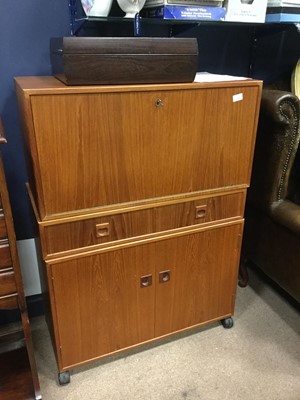 Lot 675 - A RETRO TEAK FALL FRONT SECRETAIRE