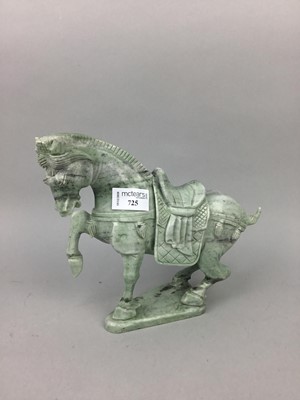 Lot 725 - A CHINESE CARVED HARDSTONE FIGURE OF A HORSE