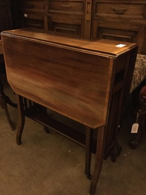 Lot 751 - A MAHOGANY SUTHERLAND TABLE AND A MAHOGANY TEA TABLE