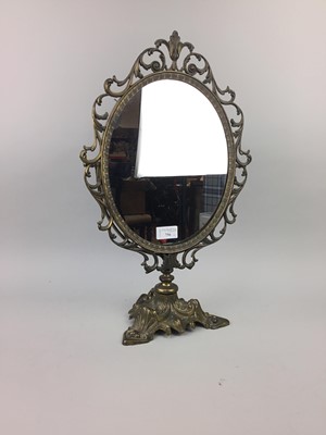 Lot 756 - A SILVER PLATED DRESSING MIRROR AND FOUR VANITY MIRRORS