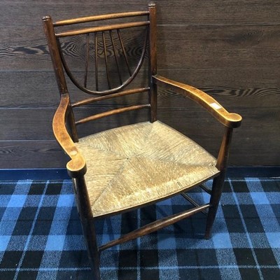 Lot 763 - A 19TH CENTURY RAIL BACKED CHAIR