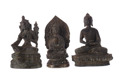 Lot 738 - A LOT OF THREE EASTERN BRONZED FIGURES