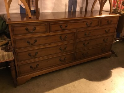 Lot 814 - A YEW WOOD SIDEBOARD