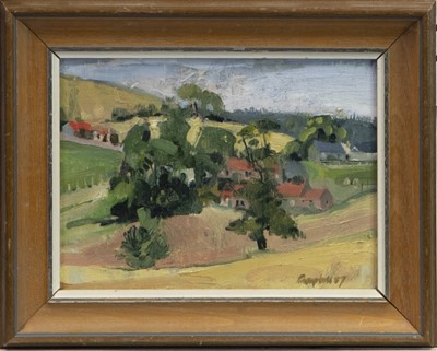 Lot 717 - TOWARDS RATHILLET, AN OIL BY CATRIONA CAMPBELL