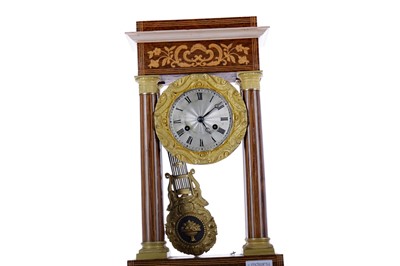 Lot 1705 - A LATE 19TH CENTURY FRENCH MARQUETRY MANTEL CLOCK